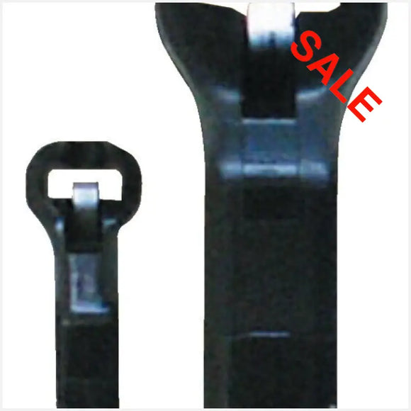 LEDCC | CTSB400X8 - 400mm X 8mm Steel Barb Lock Nylon Cable Tie UV Black | NYLON CABLE TIE STEEL INLAY